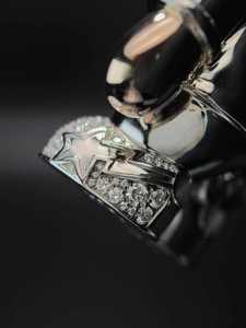 จี้ห้อยคอฮิปฮอปเงินแท้ประดับมอสซาไนต์สีดำขาว ดีไซน์การ์ตูนน่ารัก - Product Image 4