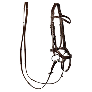 บังเหียนม้าหนังสวีเดนคุณภาพพรีเมียม Kostolany แบบสายเดี่ยว ปรับได้ พร้อมสายรัดจมูกแบบ Crank และสายคาดหน้าผากแบบมีแผ่นรอง สำหรับฝึกซ้อมและการแสดง - Product Image 2