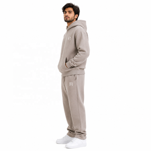 Ensemble de survêtement et jogging en molleton épais, vêtements de sport décontractés en molleton de coton, logo personnalisé, sweat-shirts grandes tailles, vente en gros - Product Image 2