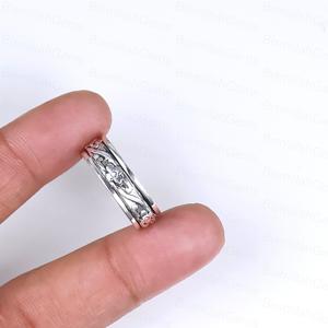 Wholesale 925 Silver Flower Pattern <b>Spinner</b> Antique Style Relieving Stress Band Jewelry Factory Custom Manufacturer <b>Ring</b> - Product Image 3