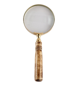 Loupe en métal avec poignée artisanale, loupe de bureau décorative vintage, style antique, objet de collection pour la maison et le bureau - Product Image 2
