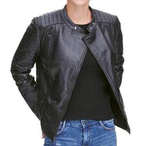 Chaquetas negras para mujer con logotipo personalizado, chaqueta transpirable para invierno, abrigo moderno de cuero, chaqueta bomber genuina, estilo urbano. - Product Image 1