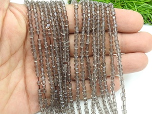 Perles en quartz fumé brun facettées en forme de cube, 15 pouces, 4 mm, pierre naturelle pour la fabrication de bijoux - Nouveauté - Product Image 2