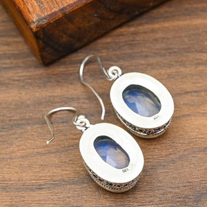Boucles d'oreilles en opale laiteuse, faites à la main, en argent sterling 925, magnifiques bijoux, cadeau pour elle, pour la personne aimée - Product Image 6