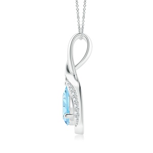IGI Certified 18K <b>Gold</b> Pear-Cut Prong Sett Aquamarine & Pave Set Diamond Loop <b>Pendant</b> Link Chain Necklace High Quality <b>Pendants</b> - Product Image 3