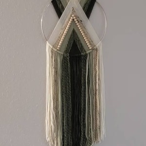 Tapiz de Macramé Bohemio, Diseño Geométrico Abstracto Circular, Fibra Natural, Decoración para el Hogar, Pieza de Arte para Sala de Estar, Un Solo Pieza - Product Image 3