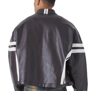 High Quality Custom Black Genuine Leather Letterman Varsity <b>Jacket</b> for Men - Product Image 3