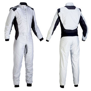 Combinaison de karting personnalisable grande taille, blanche, avec fermeture éclair avant, légère, respirante, coupe-vent, en polyester/nylon, OEM - Product Image 4