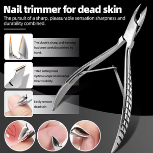 Cortacutículas de Acero Inoxidable con Mango Texturizado, Cortador de Uñas de Precisión para Manicura y Pedicura, Herramientas de Belleza - Product Image 2