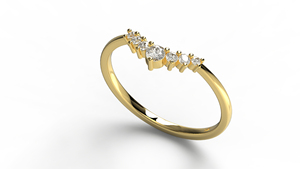 Bague de mariage de luxe en or 18 carats avec diamants ronds gradués en forme de V, bague de mariage superposable incurvée, bijoux fins pour femmes - Product Image 2
