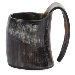 Jarra de Cerveza Vikinga Moderna Pulida a Mano con Diseño de Cuerno, Regalo de Mitología Medieval, Mango de Martillo de Thor Mjolnir de Odín, Ecológica - Product Image 3