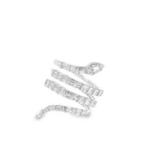 Anillo de serpiente en espiral abierto de oro macizo de 14k y 18k con diamante cultivado en laboratorio de 1 quilate de corte redondo y baguette, anillos cruzados envolventes, joyería fina - Product Image 1