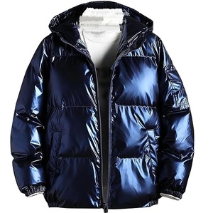 Solid Color High Shiny Glossy Puffer <b>Jacket</b> Windproof <b>Waterproof</b> Bubble <b>Jacket</b> Oversized Streetwear Men <b>Winter</b> Hoodie Breathable - Product Image 6