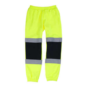 Pantalon de survêtement jaune haute visibilité pour homme, taille élastique, bandes réfléchissantes, poches latérales, style vêtement de travail, respirant, idéal pour le printemps - Product Image 2