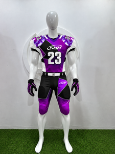 Uniforme de football américain personnalisé violet et noir pour hommes, maillot de jeu sublimé avec pantalon rembourré, numéro personnalisé, ensemble d'équipe de gridiron - Product Image 5