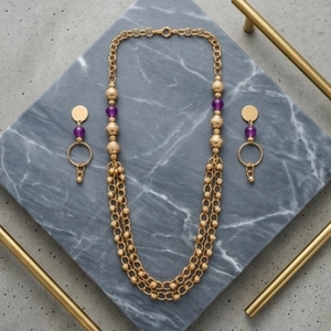 Conjunto de Collar Mala de Plata 925 con Cuentas de Rubí y Cadena Multicapa para Mujer, Pendientes de Diseño, Joyería Tradicional - Product Image 5