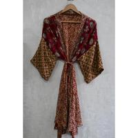 Bata Kimono de Seda con Parches para Mujer, Estilo Boho, Larga, Ideal como Regalo para Ella