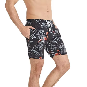 Shorts de Baño para Hombre con Estampado Floral, Cintura con Cordón Ajustable, Bolsillos de Secado Rápido, 100% Poliéster, Corte Medio - Product Image 4