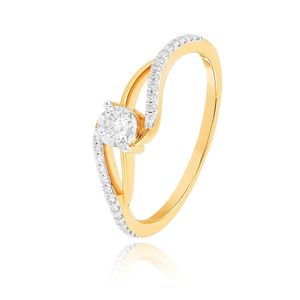 Elegante Anillo de Compromiso de Oro Amarillo de 14K con Diamante Cultivado en Laboratorio, Corte Solitario, Trenzado, Pavé, de Lujo, para Mujer, Aniversario, Boda - Product Image 1