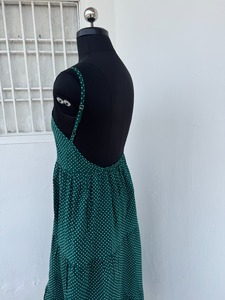 Green Polka Dot Sleeveless A-Line Maxi Dress Square Neck Cotton Casual <b>Summer</b> Wear Open Back <b>Summer</b> Vacation Beach Dress - Product Image 4