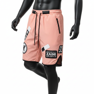 Shorts coupe-vent légers pour homme en polyester 110 GSM, tissu tissé à séchage rapide, empiècements en mesh, logo personnalisé, shorts pour homme à séchage rapide - Product Image 6