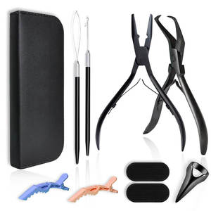 Kit de Instalación de Extensiones de Cabello, Herramientas Metálicas, Alicates de Crimpado, Gancho Enhebrador, Sellador de Cinta, Juego de Pinzas para Extensiones de Cabello - Product Image 1