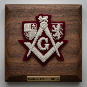 Parche Masónico Hecho a Mano con Bordado de Hilo de Plata, Escudo de León con Compás y Escuadra, para Regalia y Blazers - Product Image 1