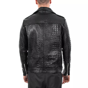 Veste d'hiver rétro unisexe ELITE CRAFT INDUSTRY noire 100% cuir, broderie personnalisée, respirante, col montant, fermeture éclair - Product Image 6