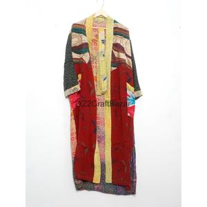 Kimono en soie pure à 100 %, léger, vintage, robe de plage, robe de soirée, kimono indien fait main en soie pour femmes - Product Image 3