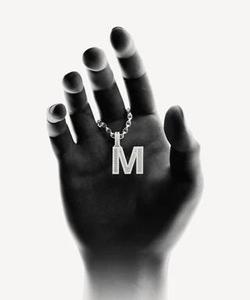 M Letter <b>Pendant</b> Charm Rhodium Plated Gold/Silver <b>Emerald</b> Cut Diamond Channel Setting Trendy Unisex Gift - Product Image 3