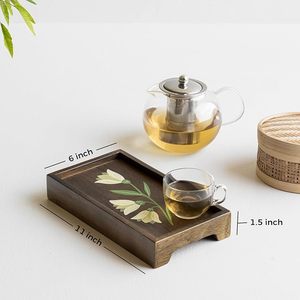 Bandeja de Servir de Madera Pintada a Mano, Bandeja Rectangular de Madera de Mango Premium para Servir Aperitivos, Té, Café y Desayuno en Casa - Product Image 6