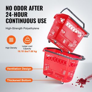 Cesti per la spesa in plastica personalizzati da 6 pezzi con ruote da 39L per grande capacità e portabilità - Product Image 3