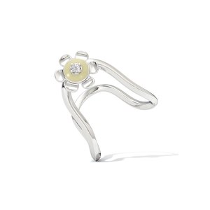 Anillo Abierto de Plata de Ley 925 con Diamantes Naturales Florales para Mujer |   Anillo Ajustable Minimalista con Flor de Margarita |   Regalo de Joyería Fina - Product Image 3