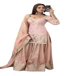 Traje Sharara de Alta Calidad para Mujer, Diseño de Última Moda, Georgette Pesada con Bordado y Lentejuelas, para Bodas, por FabZone - Product Image 1