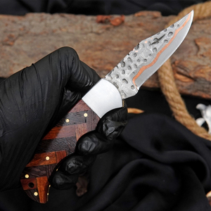Cuchillo de cocina profesional de acero damasco y cobre, hecho a mano, para cortar, rebanar y picar alimentos. - Product Image 4