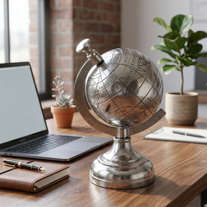 Globo Terráqueo de Escritorio Ejecutivo de Lujo |   Mapa del mundo detallado con soporte de aluminio |   Globo Terráqueo Educativo para Escritorio de Oficina y Decoración del Hogar - Product Image 2