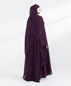 Abaya Estilo Mariposa, Color Sólido, Transpirable, de Poliéster, Personalizada, Abaya Islámica Turca con Cuello en V para Mujer - Product Image 4