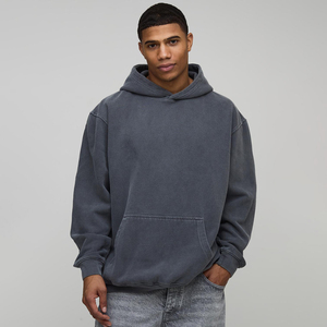 Sudaderas con Capucha Extra Grandes Unisex de Felpa Gruesa de 320g de Alta Calidad al por Mayor, Sudaderas Largas de Algodón 100% con Logotipo Personalizado para Hombre, Lavado Ácido - Product Image 1