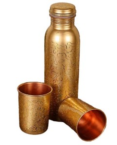 100% Copper water <b>bottles</b> Hammered Pure Copper <b>Bottle</b> Travel Essential Ayurveda Healing - Indian Home Crafts - Product Image 1