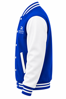 Veste de baseball varsity en laine pour homme, manches en cuir, patch en chenille, logo personnalisé, poignets côtelés rayés, veste bomber pour homme