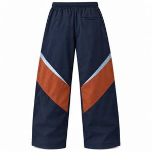Pantalon large pour homme, design color block, taille élastique, décontracté, respirant, en polyester, pour l'automne - Product Image 4