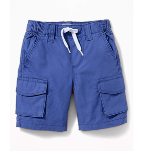 Pantalones Cortos Cargo Azul Rey para Hombre con Cintura Elástica y Cordón Ajustable, Estilo Casual, Largo Bermuda, Color Sólido, Tela de Algodón - Product Image 1