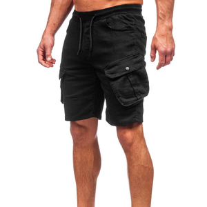 Shorts cargo mi-longs pour hommes, taille élastique, grande taille, décontractés, en satin tricoté respirant, polyester/coton, pour le travail en extérieur, motif uni - Product Image 2