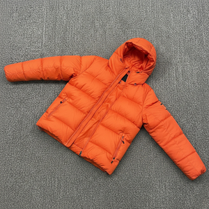 Chaqueta Acolchada con Capucha para Hombre, Color Naranja, Cortavientos, Informal, para Invierno, Corte Regular, Cierre de Cremallera, Patrón de Camuflaje, Algodón, Larga - Product Image 3