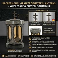 Lanterne de cimetière extérieure étanche en métal et granit pour tombes – Vente en gros