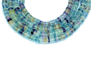 Perles en forme de pneu à facettes Multi Fluorite 6mm Multi Fluorite Wheel Cut Heishi Cut Beads Spacer Beads - Product Image 5