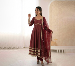 Nuevo Vestido Anarkali Salwar Kameez Personalizado Exclusivo al por Mayor para Bodas y Fiestas, Traje Midi para Mujer, Vestido Étnico Bollywood, Satén Japonés - Product Image 1