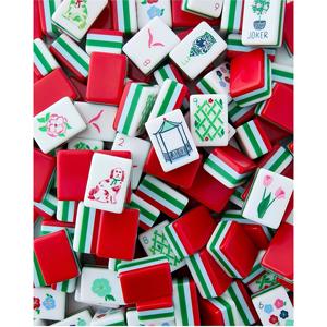 Tuiles de Mahjong en Acrylique 160 Cartes Thème Noël Rouge Idée Cadeau de Jeu Durable - Product Image 1