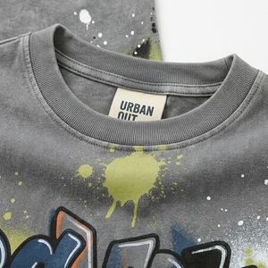 Camiseta Unisex Personalizada Estilo Americano, Hombros Caídos, Retro, Corte Regular, Estampado con Pedrería, 100% Algodón, Gruesa, de Alta Calidad - Product Image 5