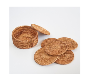Sous-verres en rotin de qualité supérieure, réutilisables, ensemble de sous-verres en rotin, accessoires pour le thé, vaisselle ronde - Product Image 2